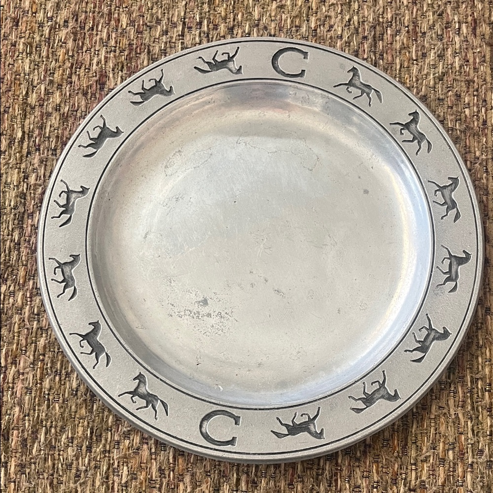 Pewter Plate with Horse Design